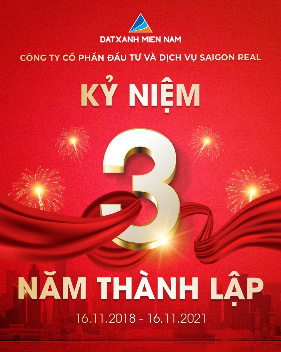 🎉️🎉️🎉 KỶ NIỆM 3 NĂM THÀNH LẬP SAIGON REAL 16/11/2018 – 16/11/2021 ️🎉️🎉️🎉